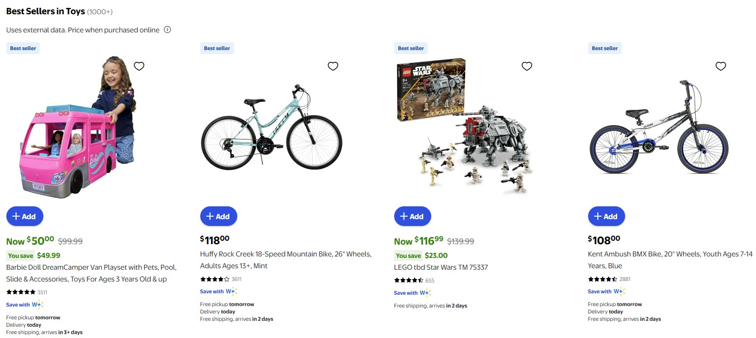 Toys and Games Best Sellers items on Walmart