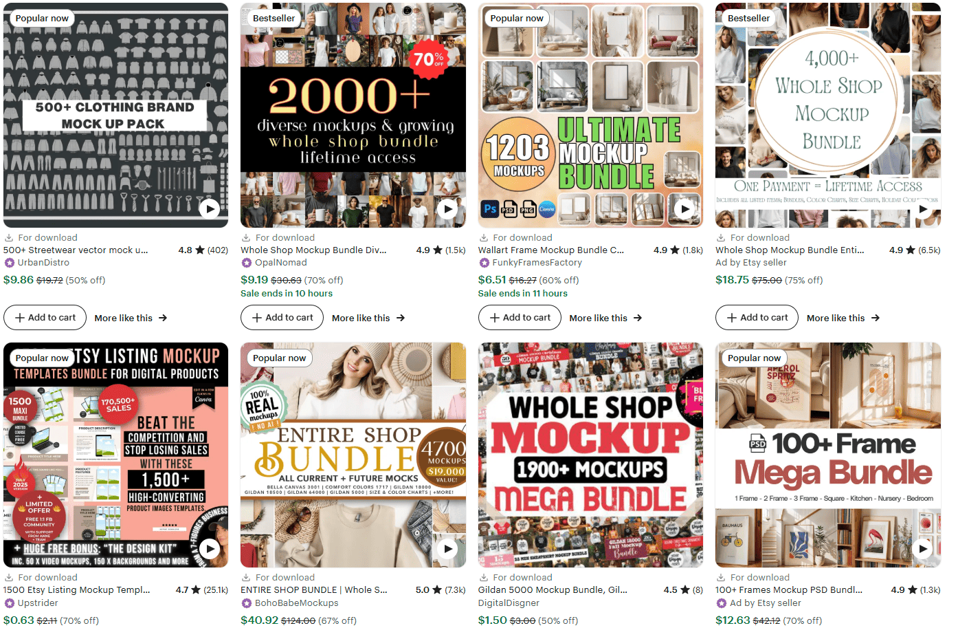 Product mockup templates