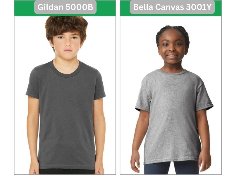 gildan 5000b vs bella canvas 3001y