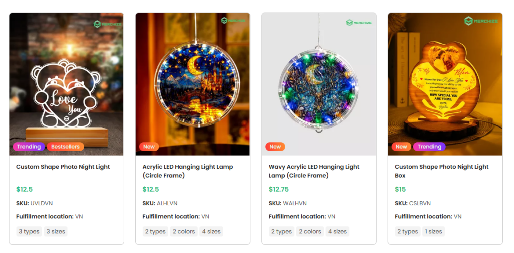 print on demand led light products