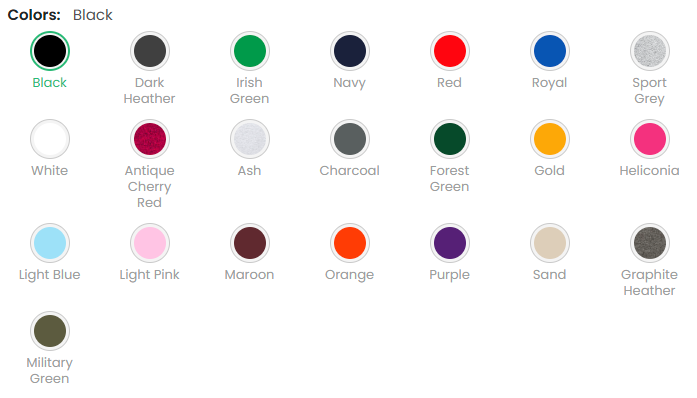 Gildan 18000 (Made in US): 22 colors