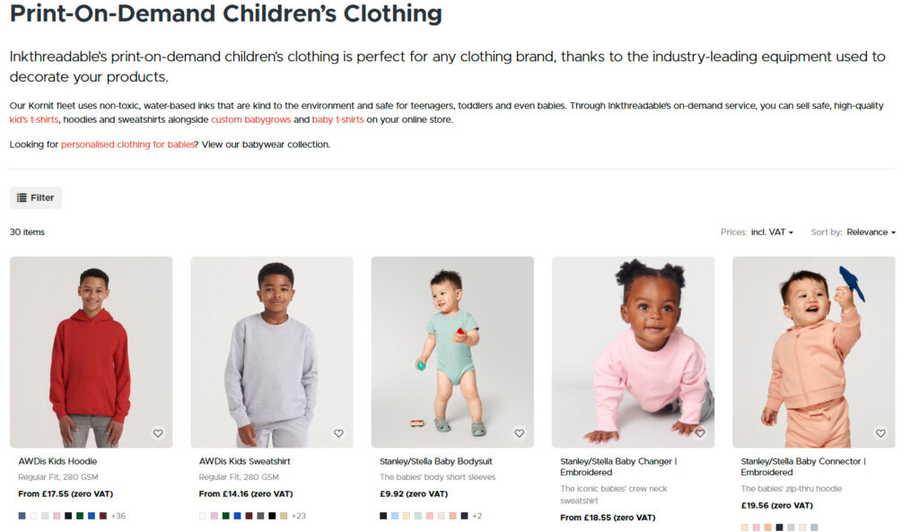 Inkthreadable: Eco-friendly print on demand babywear and organic clothing 