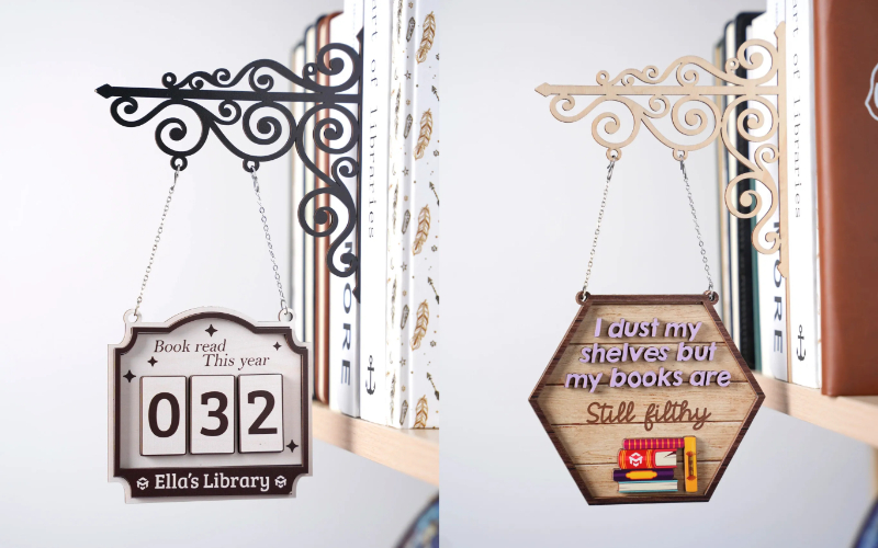 bookshelf sign for book lover niche