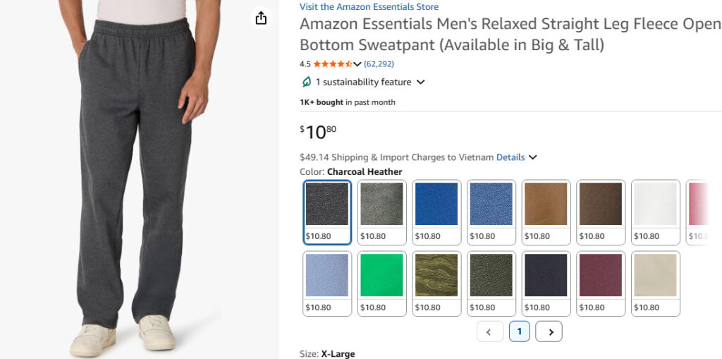 Amazon Essentials Sweatpants Charcoal Heather