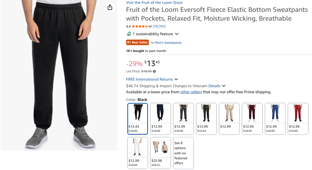 Fruit of the Loom Eversoft Fleece Sweatpants