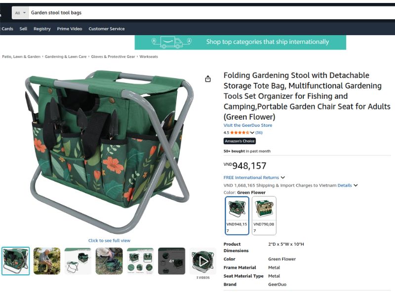 Garden stool tool bags