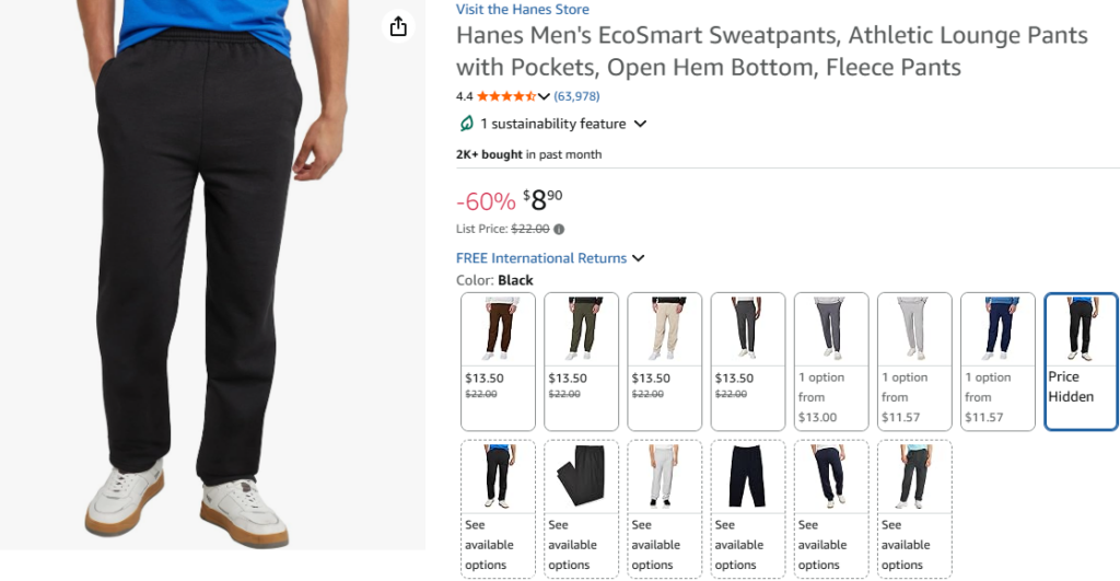 Hanes EcoSmart Fleece Sweatpants with Pockets
