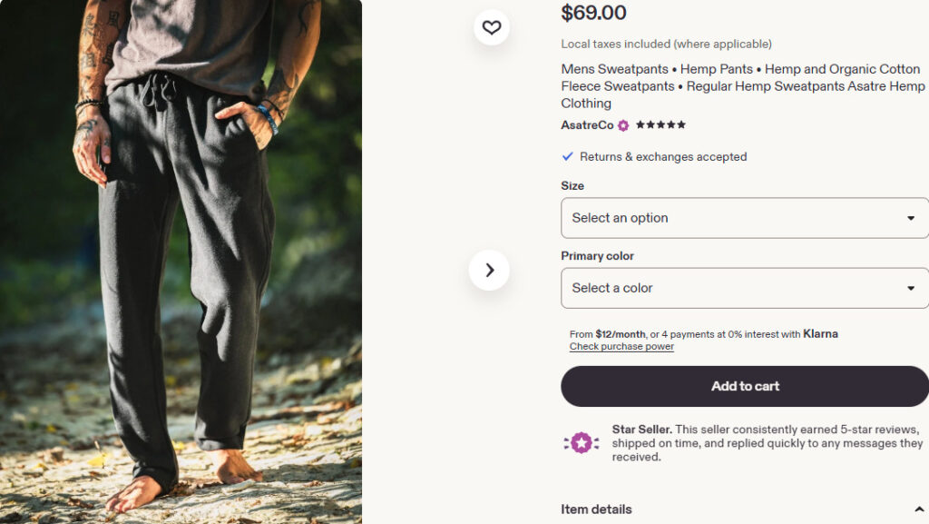 Men's sweatpants, hemp pants