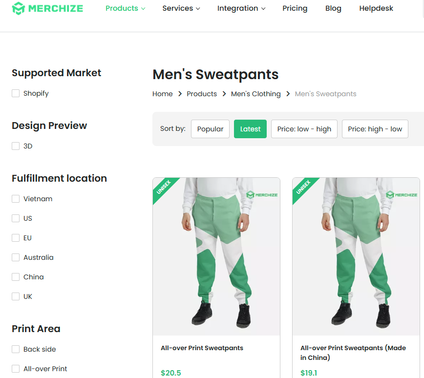 merchize custom sweatpants