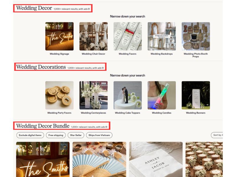 selling wedding decor is truly profitable on Etsy