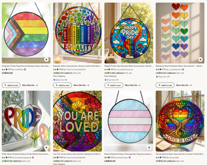 stained glass suncatcher pride decoration