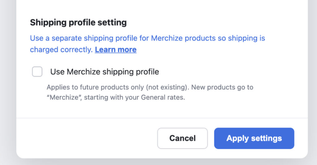 shipping profile setting